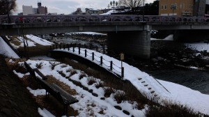 The bridge from Hyouka OP is now covered in snow. I didn't go walk across it, looked a little slippery