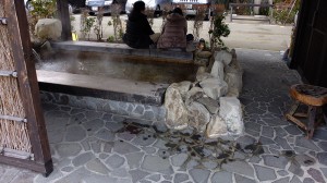 Foot onsen outside Sakura-an. It's free to use, inside the lobby they sell towels and various snacks and drinks